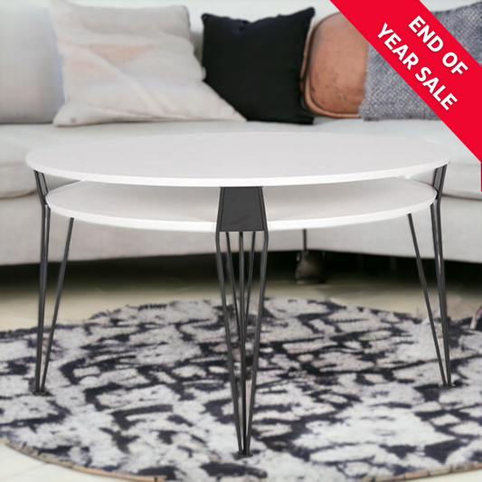 ESTER Scandinavian Round Coffee Table | Black Leg