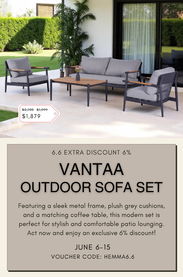 Vantaa Outdoor Sofa Set – Modern Gray Patio Furniture with 6.6% Extra Discount for Stylish Outdoor Lounging