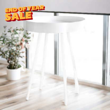 BEAT Side Table With Detachable Serving Tray | White