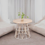Acacia Rattan Side Table | White & Natural Legs