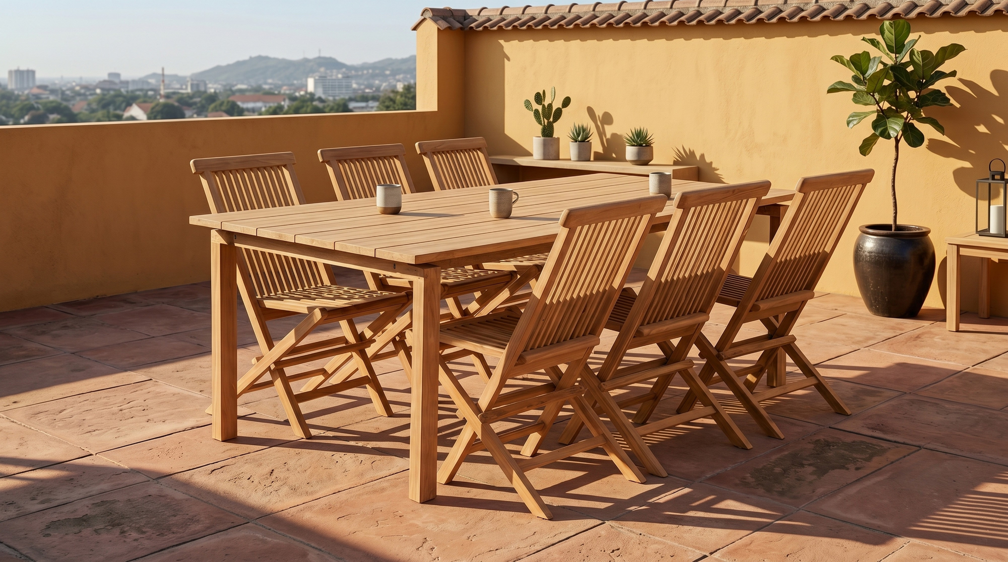 Arholma Teak Table + Java Folding Chair