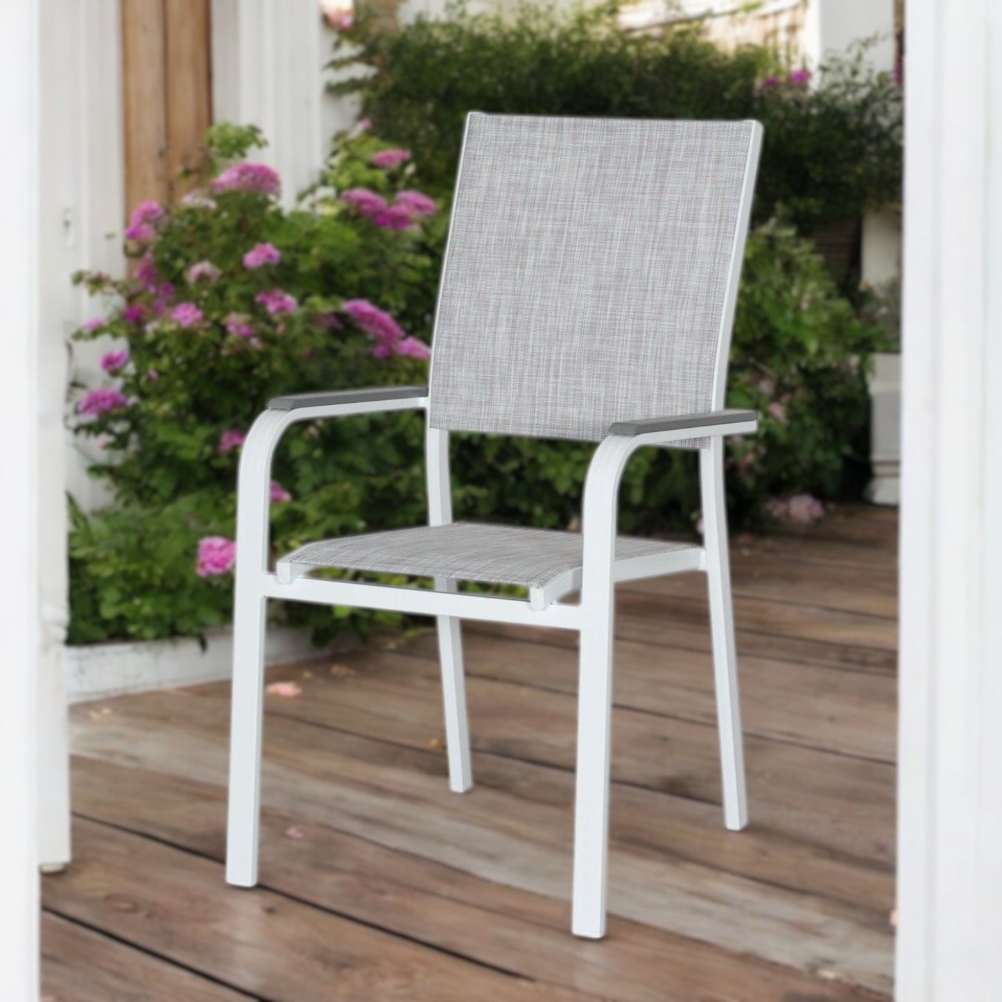 PISA Outdoor Stackable Chair | White/Grey