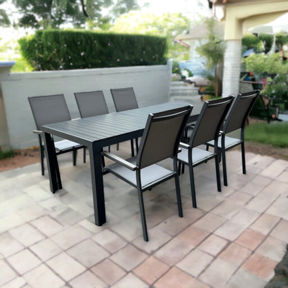 BRENTWOOD + PISA Outdoor Dining Set | Dining Table with 6 Armchairs