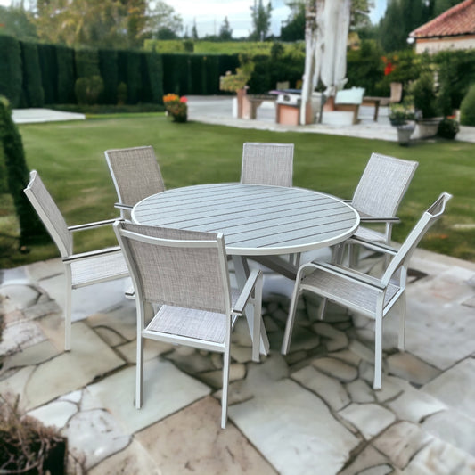 PISA Outdoor Dining Set | 1 Dining Table with 6 Armchairs