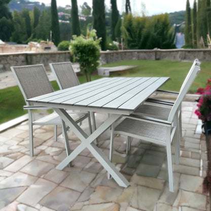 MILANO + PISA Outdoor Dining Set | Dining Table with 4 Armchairs (White)