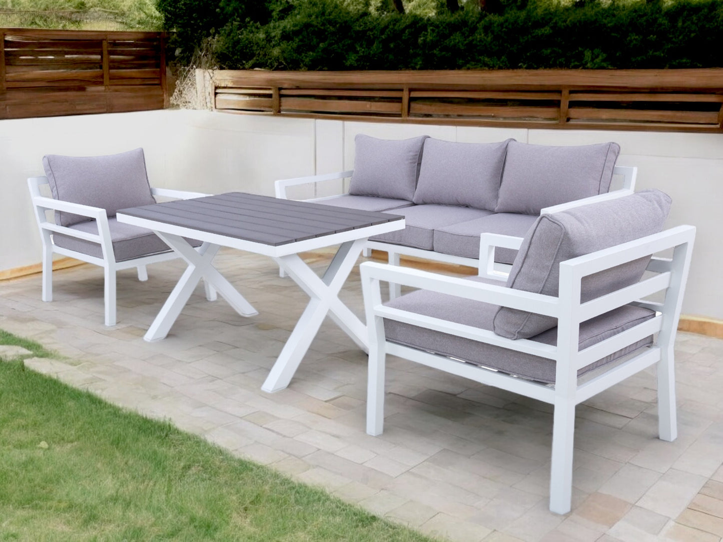 BERGEN Aluminium Outdoor Sofa Set | Free Patio Umbrella