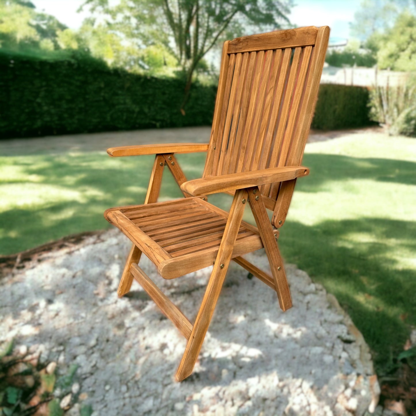 MICHELLE + CILACAP Outdoor Set (Teak Wood) | 2 Reclining Chairs with 1 Side Table (Square)