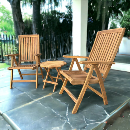 MICHELLE + PICNIC TABLE Outdoor Set (Teak Wood) | 2 Chairs with 1 Side Table (Octagonal)