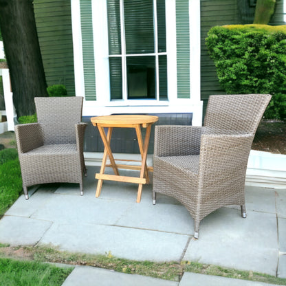 BRENTWOOD + CILACAP Outdoor Set | 2 Wicker Chair with 1 Teak Wood Side Table (Octagonal)