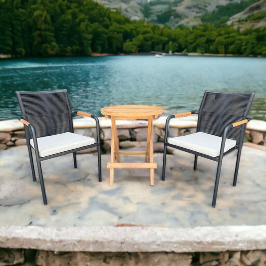 SKANÖR + CILACAP Octagonal (Teak Wood) | 2 Chairs with 1 Side Table