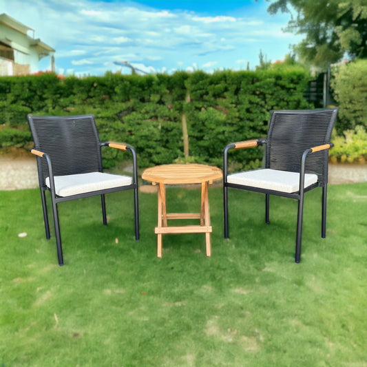 SKANÖR + PICNIC TABLE Outdoor Set | 2 Chairs with 1 Teak Wood Side Table (Octagonal)