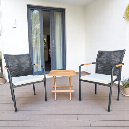 SKANÖR + PICNIC TABLE Outdoor Set | 2 Chairs with 1 Teak Wood Side Table (Square)