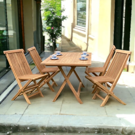 JAVA Outdoor Dining Set | Dining Table with 4 Chairs (Teak Wood)