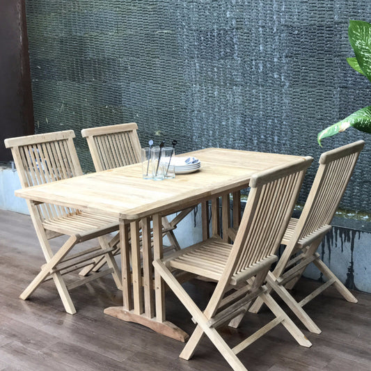 MINI LANDSORT + JAVA | Extendable Dining Table with 4 Chairs (Teak Wood)