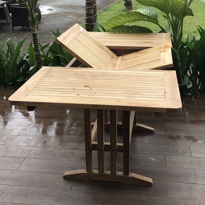 MINI LANDSORT + HÖLLVIKEN Outdoor Dining Set | Extendable Teak Wood Dining Table with 6 Armchairs