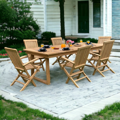 TRETES + JAVA Outdoor Dining Set | 1 Dining Table with 6 Chairs (Teak Wood)