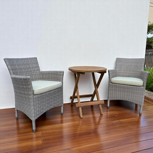 ATLANTIC + CILACAP Round Terrace Set | 2 Chairs with 1 Side Table