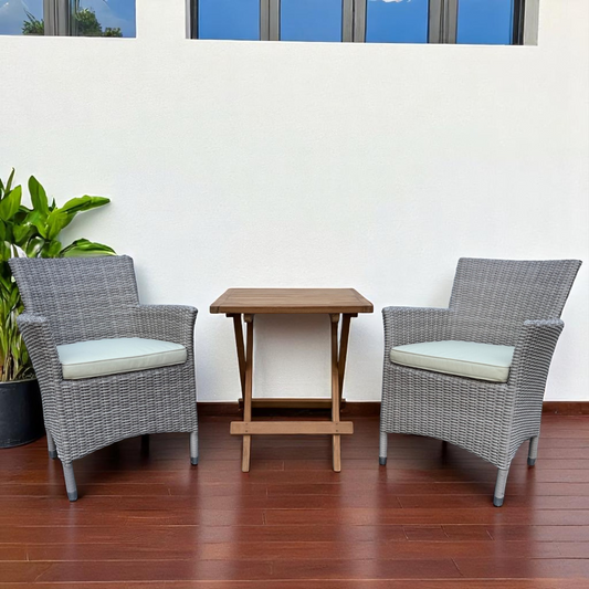 ATLANTIC + CILACAP Square Terrace Set | 2 Chairs with 1 Side Table