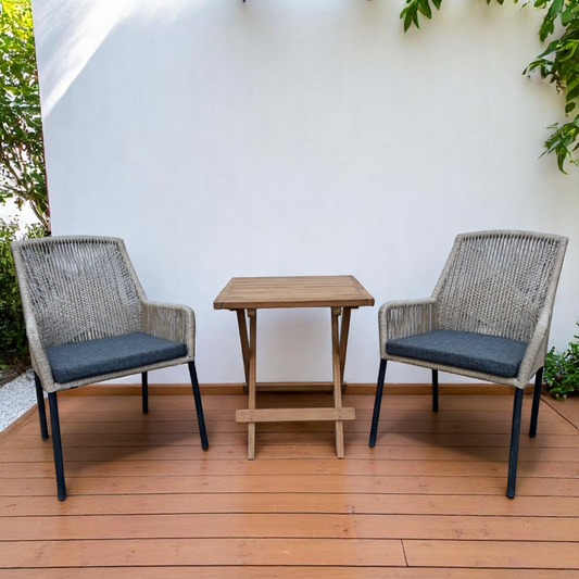 DENPASAR + CILACAP Square Terrace Set | 2 Chairs with 1 Side Table