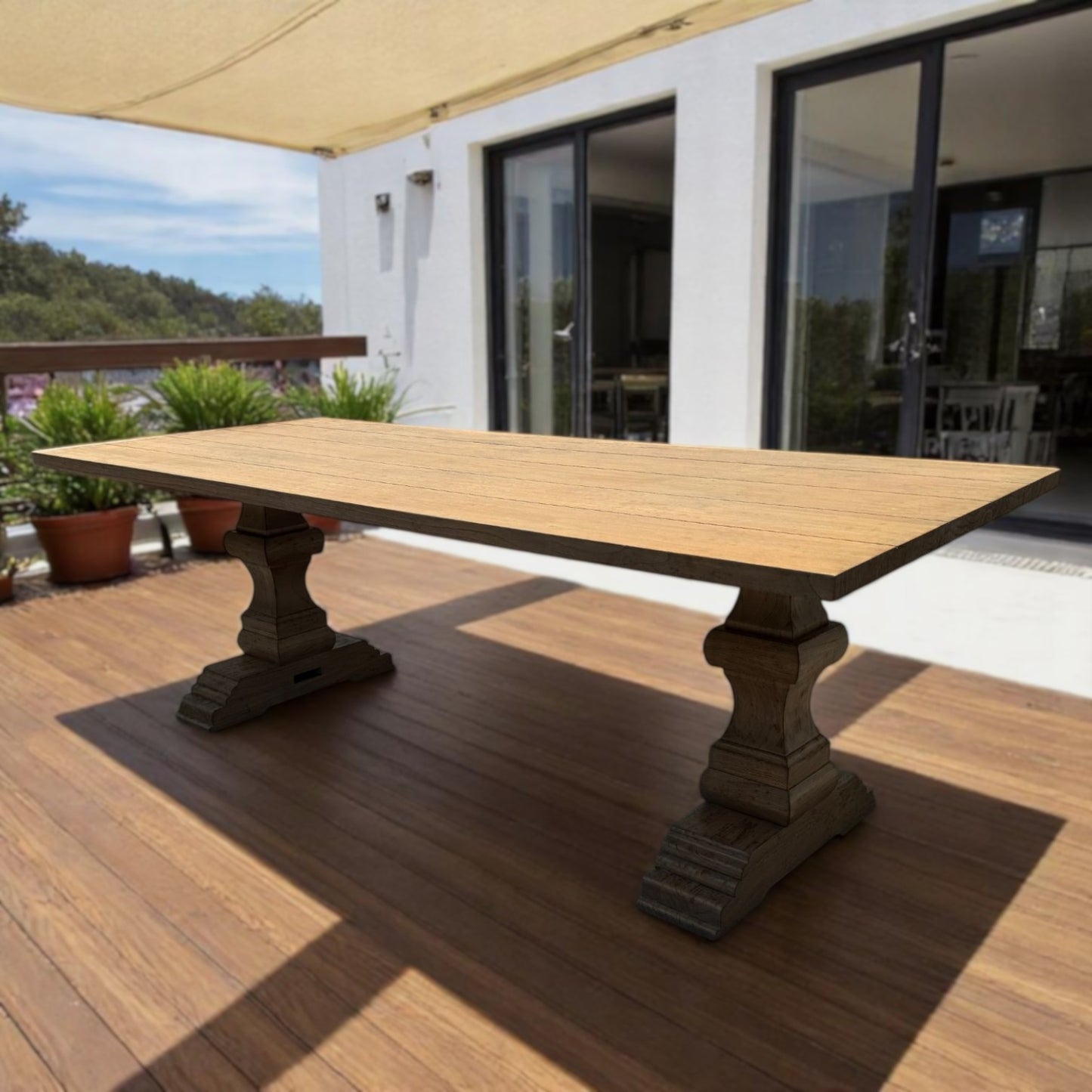 MAJAPAHIT + ATLANTIC Outdoor Dining Set (Sheltered) | 1 Dining Table with 6 Wicker Chairs