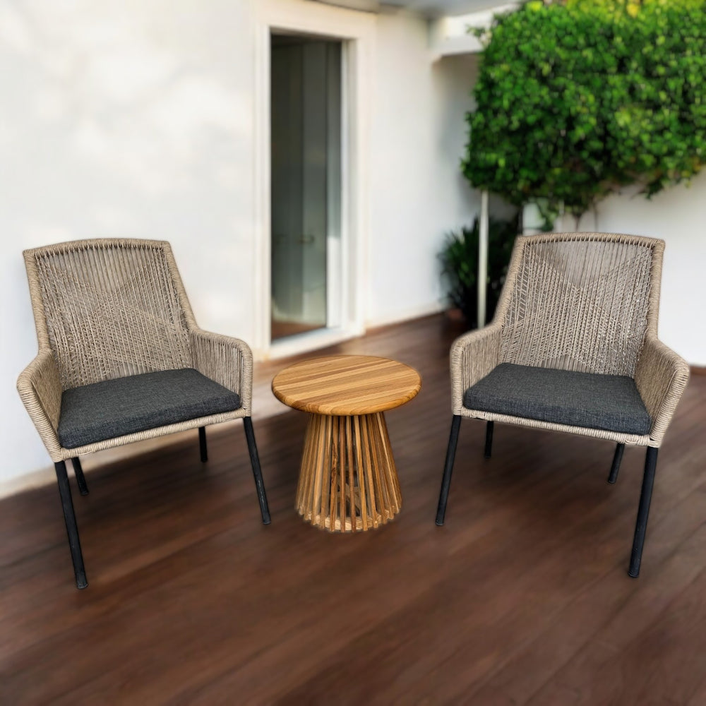 KEDIRI-DENPASAR Terrace Set | 1 Side Table + 2 Armchairs