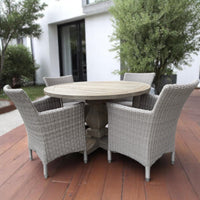 RHODE ISLAND + ATLANTIC Outdoor Dining Set | 1 Dining Table with 4 Wicker Chairs