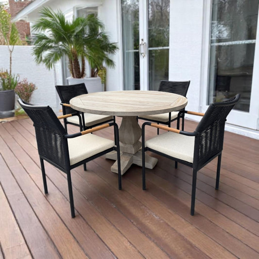 RHODE ISLAND + SKANÖR Outdoor Dining Set | 1 Dining Table with 4 Chairs