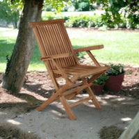 NUSA DUA + JAVA Outdoor Dining Set | 1 Round Dining Table with 6 Armchairs (Teak Wood)