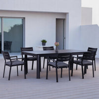 Kiruna Tromsø Dining Set featuring a modern outdoor furniture design with a sleek table and comfortable chairs, ideal for patio or garden spaces.