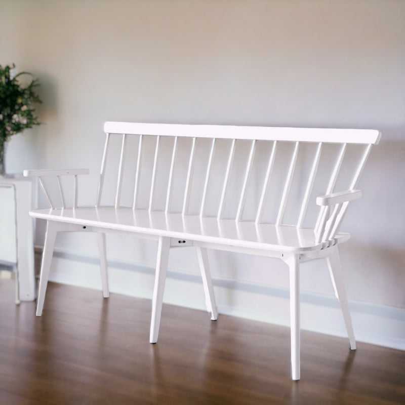 LINKOPING Scandinavian Wooden Bench | White