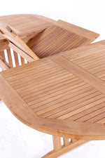 SURABAYA + SKANÖR Outdoor Dining Set | Teak Wood Dining Table with 4 Armchairs