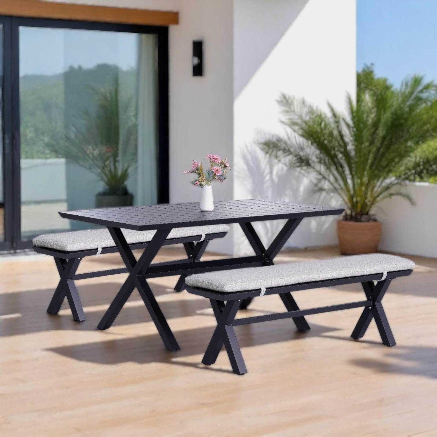 NARVIK + OSLO Outdoor Dining Set – Stylish and Durable Modern Patio Furniture for Outdoor Gatherings