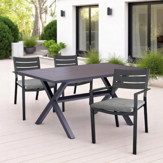 Narvik Table and TROMSØ Dining Chair Outdoor Dining Set – Modern and Elegant Patio Furniture for Stylish Outdoor Dining"