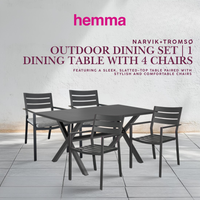 Narvik+Tromsø Outdoor Dining Set | 1 Dining Table with 4 Chairs