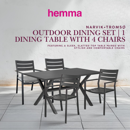 NARVIK+TROMSØ Outdoor Dining Set | 1 Dining Table with 4 Chairs