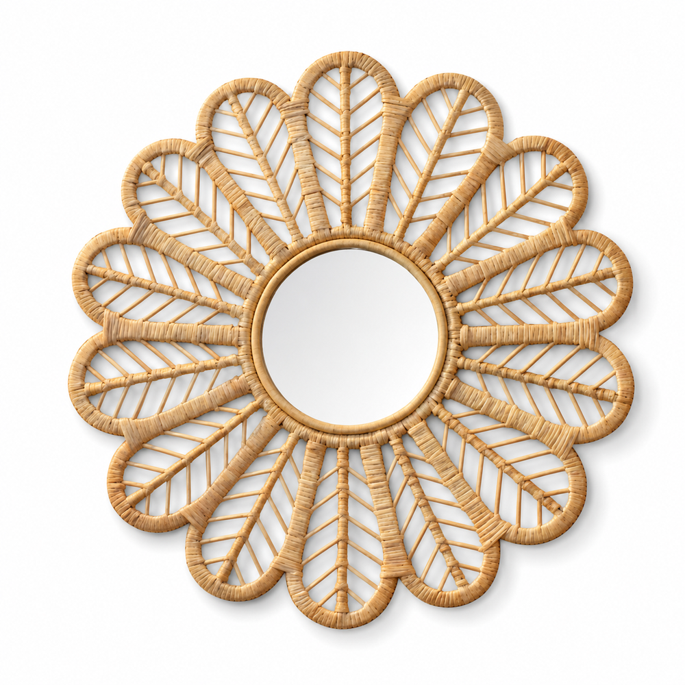 Petal Rattan Round Mirror