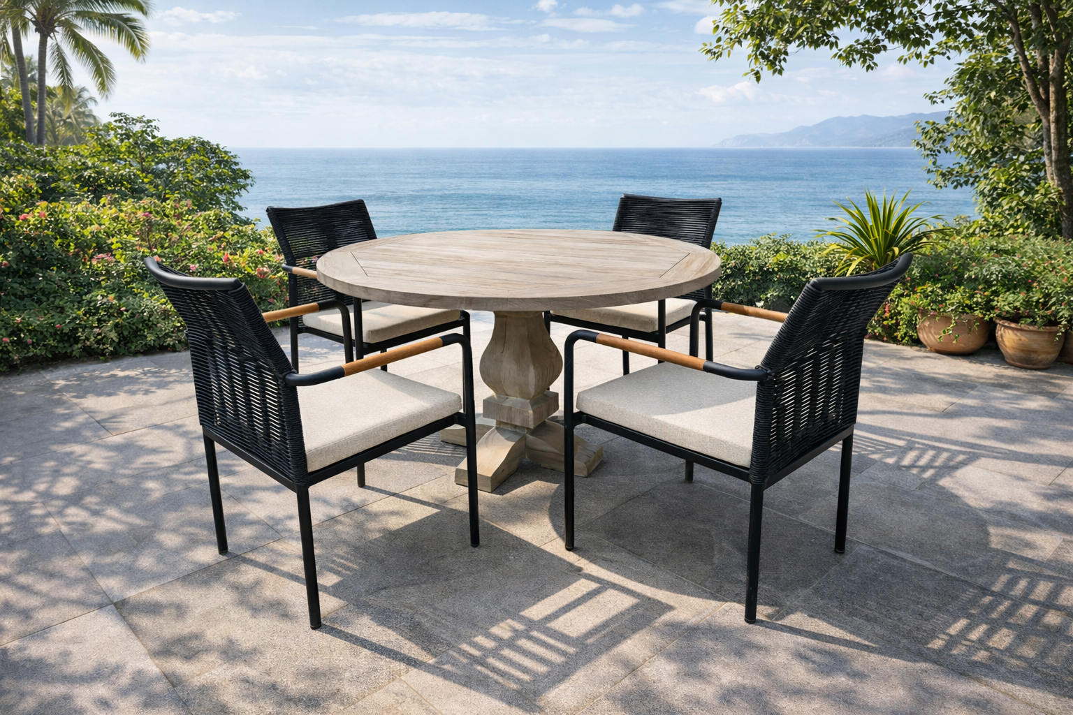 RHODE ISLAND + SKANÖR Outdoor Dining Set | 1 Dining Table with 4 Chairs