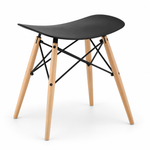 Saddle Stool with Wooden Legs | Black