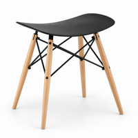 Saddle Stool with Wooden Legs | Black