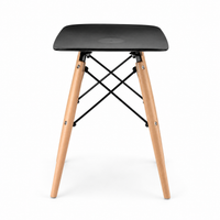 Saddle Stool with Wooden Legs | Black