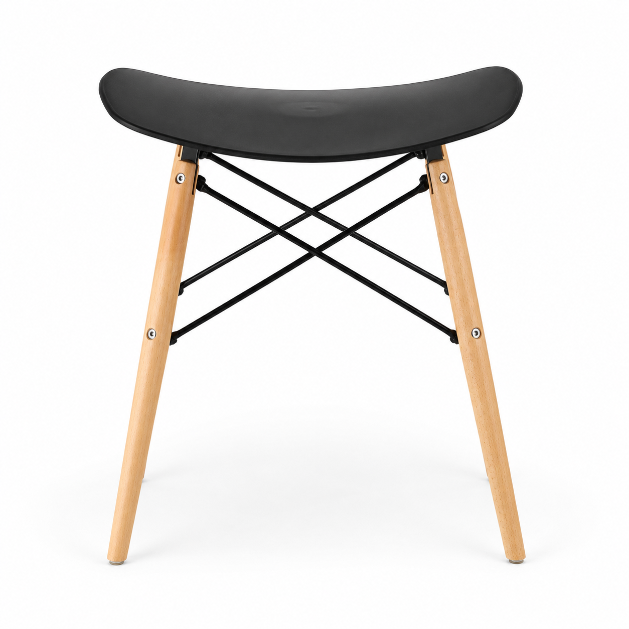 Saddle Stool with Wooden Legs | Black
