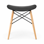 Saddle Stool with Wooden Legs | Black