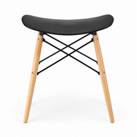 Saddle Stool with Wooden Legs | Black