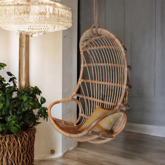 SANDRA Hanging Rattan Swing Chair with Cushion