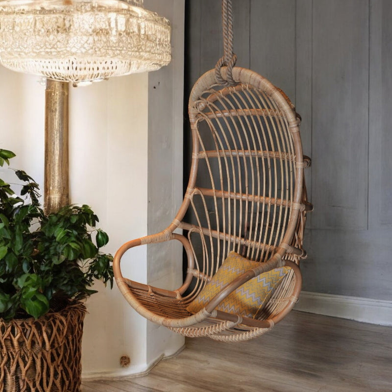 Sandra Hanging Rattan Swing Chair with Cushion