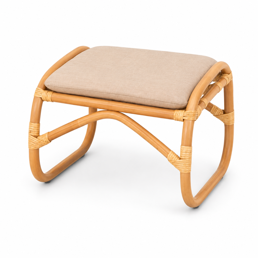 Serena Rattan Foot Stool | Natural