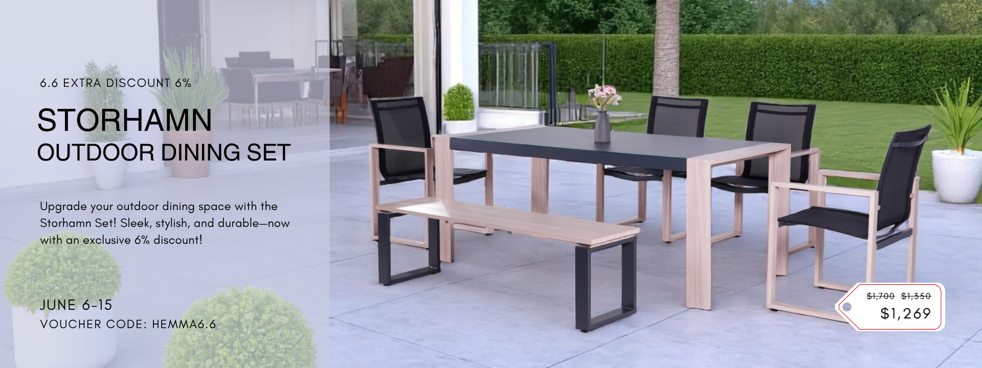 Storhamn Outdoor Dining Set – Modern Patio Furniture with Cushioned Chairs and a Sleek Dining Table, Now with an Exclusive 6% Discount