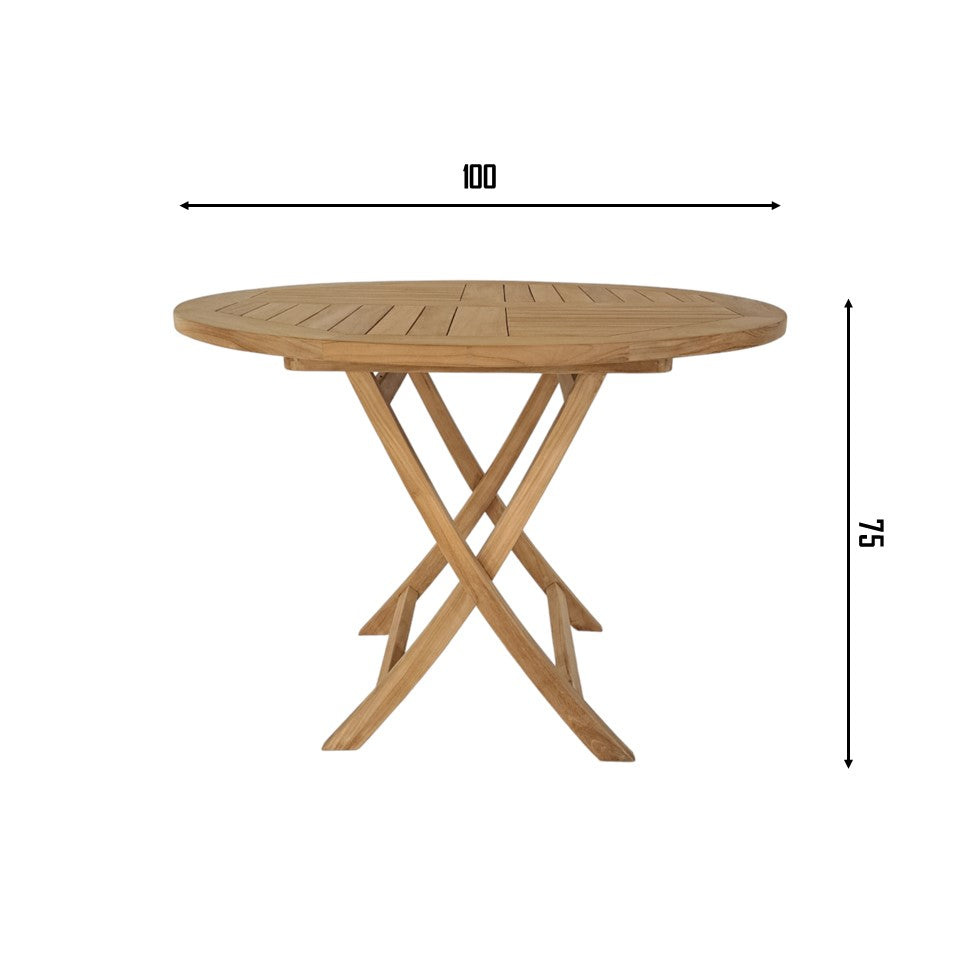 JAVA Outdoor Set (Teak Wood) | Dining Table (Round 100) with 4 Armchairs