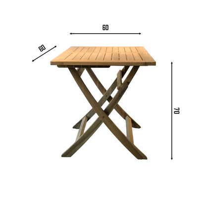 JAVA + CILACAP Square (Teak Wood) | 2 Wooden Chairs with 1 Side Table