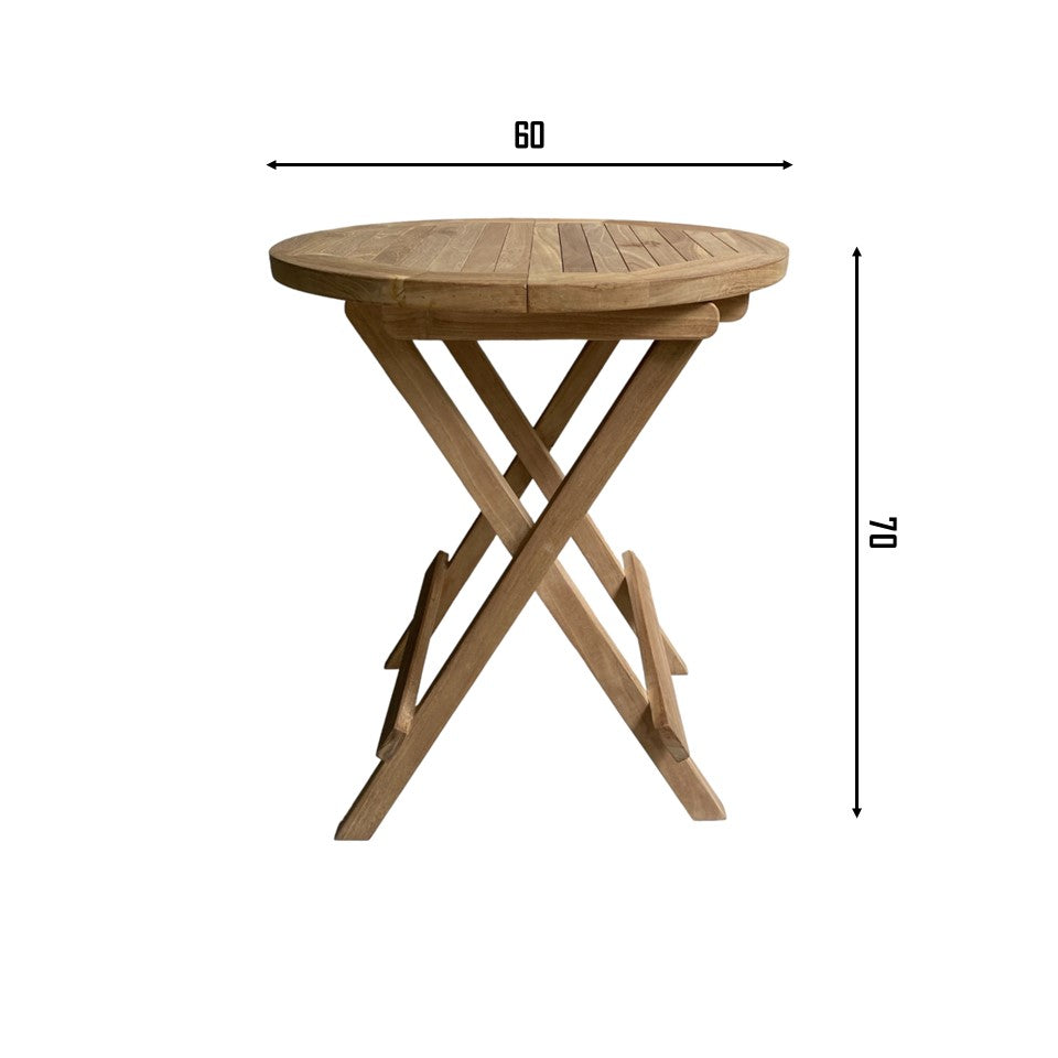 JAVA + CILACAP Round (Teak Wood) | 2 Wooden Chairs with 1 Side Table